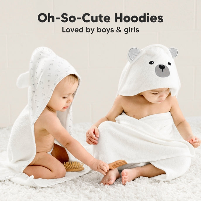 KeaBabies Cuddle Organic Bamboo Baby Hooded Towel - Polar