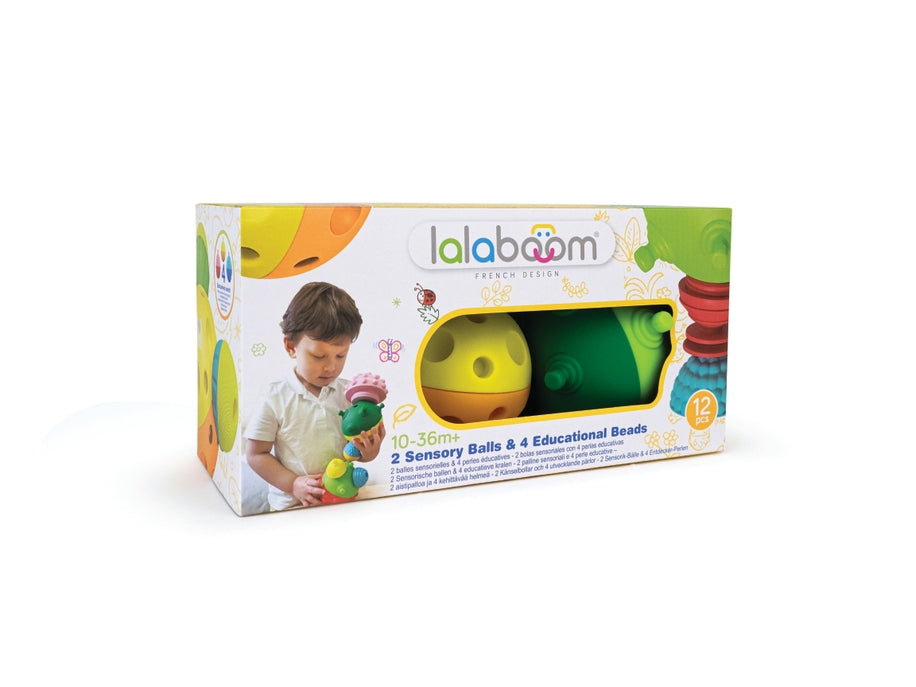 Lalaboom - 2 Sensory Balls and Beads - 12 Pcs