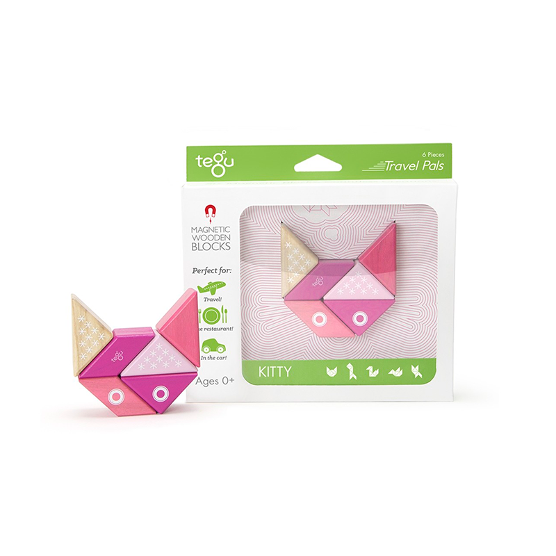 Travel Pals - Kitty Magnetic Wooden Blocks - 6 pieces