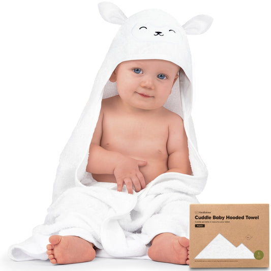 KeaBabies Cuddle Organic Bamboo Baby Hooded Towel - Lamb