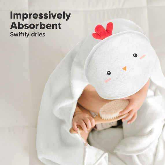 KeaBabies Cuddle Organic Bamboo Baby Hooded Towel - Rooster