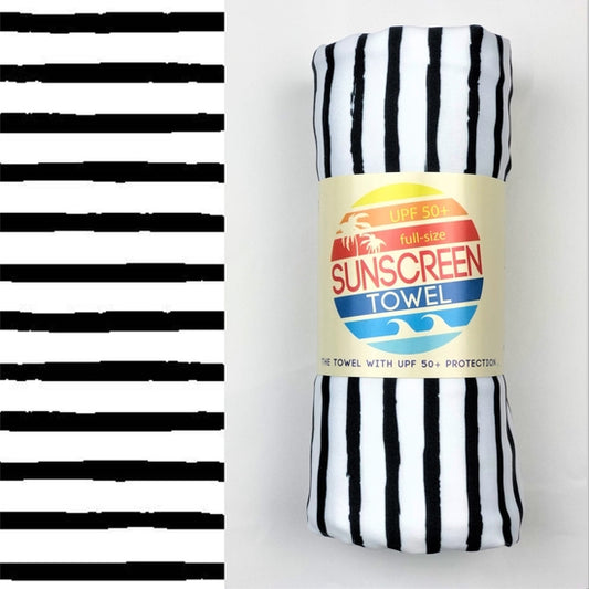 Luv Bug Co Full Size UPF 50+ Sunscreen Towel - Black Stripe