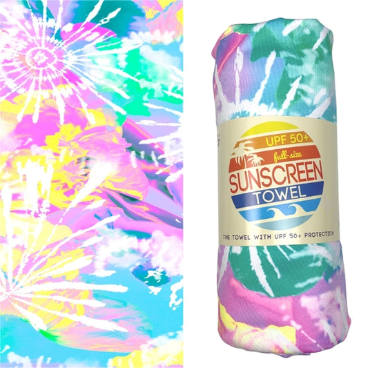 Luv Bug Co Full Size UPF 50+ Sunscreen Towel - Pastel Tie Dye