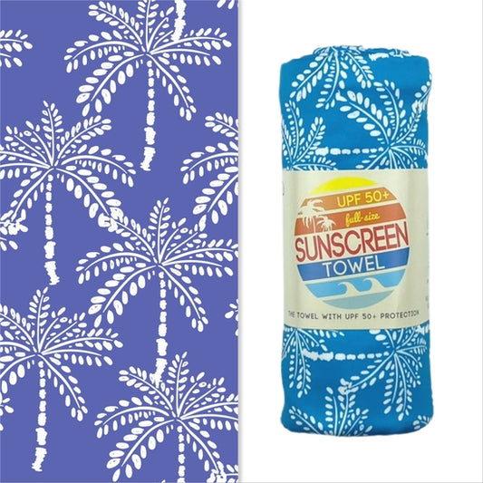 Luv Bug Co Full Size UPF 50+ Sunscreen Towel - White Palm Tree