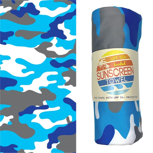Luv Bug Co Hooded UPF 50+ Sunscreen Towel - Blue Camo