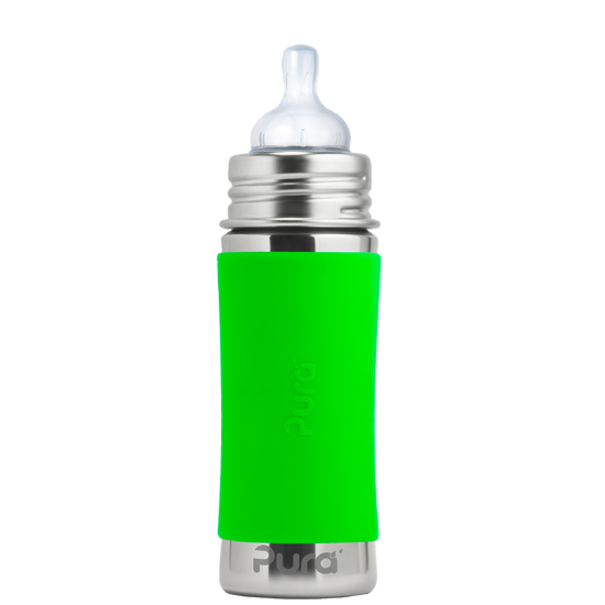 Pura Stainless 11oz Infant Bottle with Sleeve - Green
