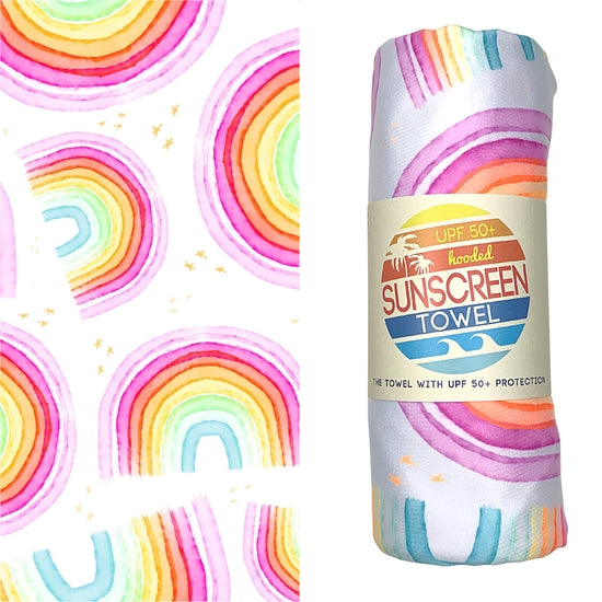 Luv Bug Co Hooded UPF 50+ Sunscreen Towel - Rainbows