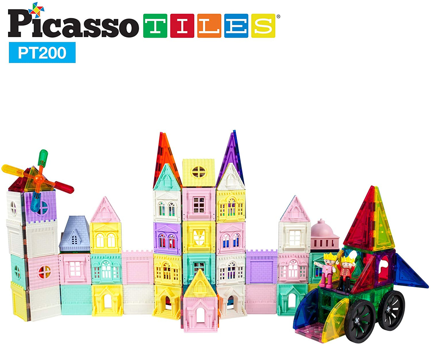 PicassoTiles 200pc Castle Magnetic Tile Set