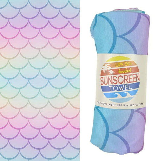 Luv Bug Co Hooded UPF 50+ Sunscreen Towel - Mermaid Scales