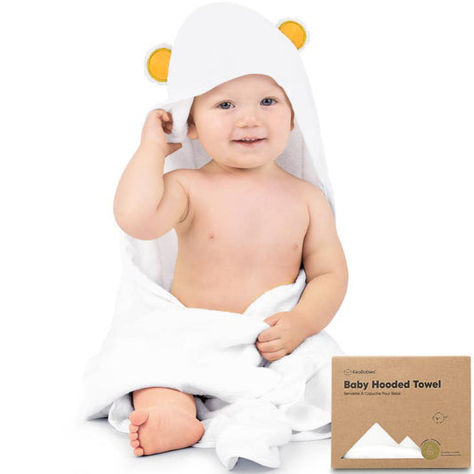 KeaBabies Cuddle Organic Bamboo Baby Hooded Towel - Bear
