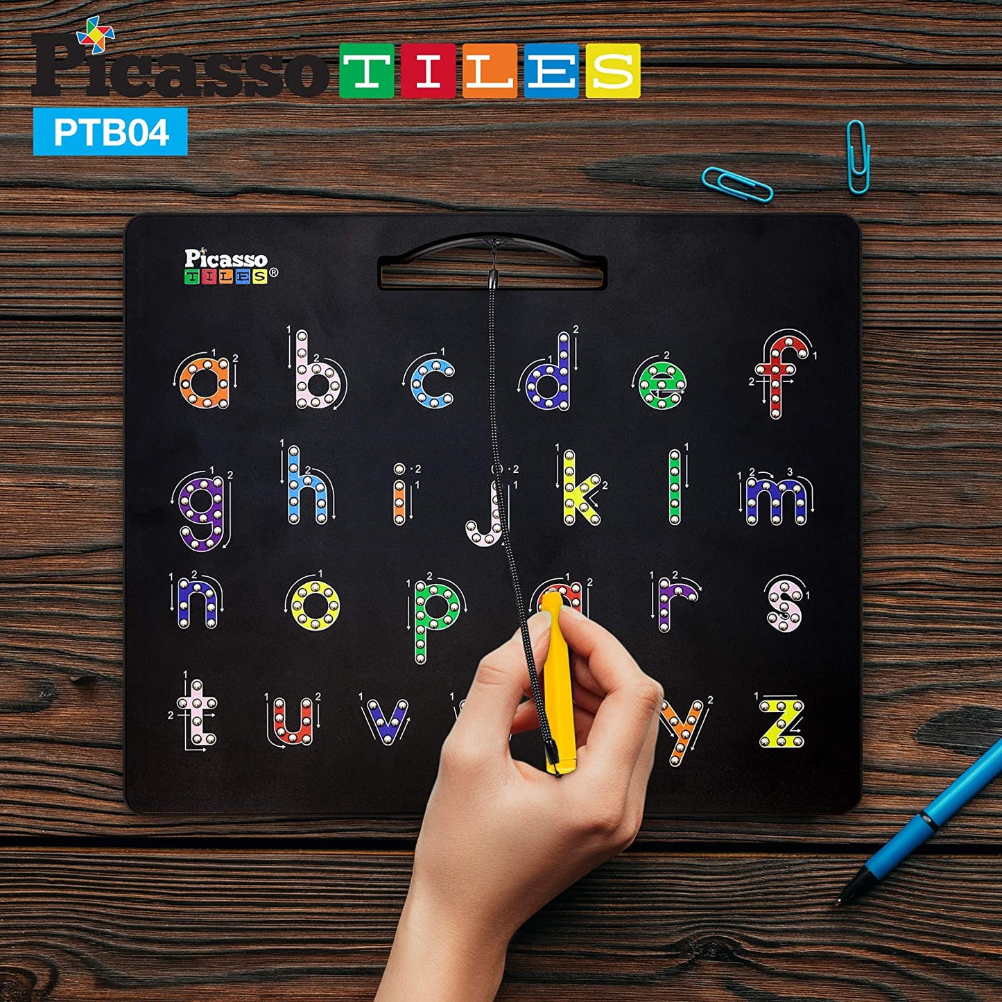 PicassoTiles Double-Sided Magnetic Drawing Board Alphabet Letter and Freestyle