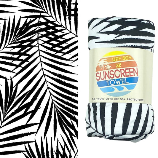 Luv Bug Co XL UPF 50+ Sunscreen Towel - Black & White Palm