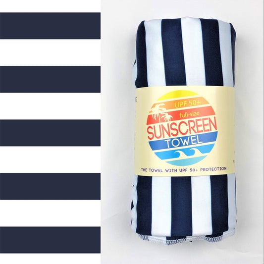 Luv Bug Co Full Size UPF 50+ Sunscreen Towel - Navy Stripes