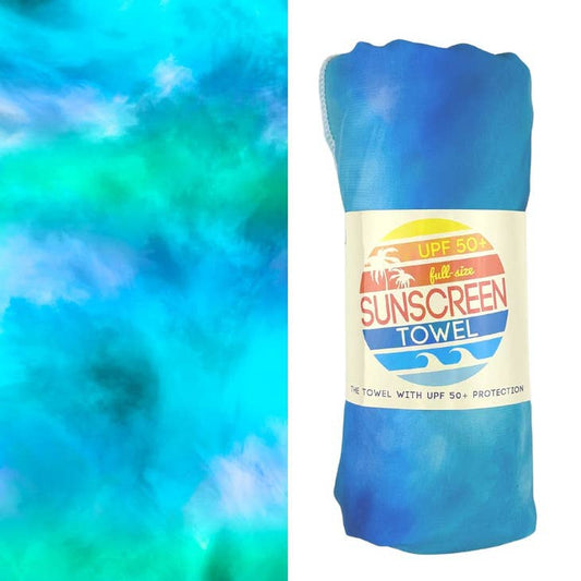 Luv Bug Co Full Size UPF 50+ Sunscreen Towel - Blue Green Tide