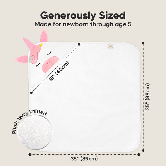 KeaBabies Cuddle Organic Bamboo Baby Hooded Towel - Unicorn