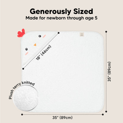 KeaBabies Cuddle Organic Bamboo Baby Hooded Towel - Rooster