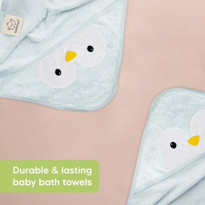 KeaBabies Cuddle Organic Bamboo Baby Hooded Towel - Penguin