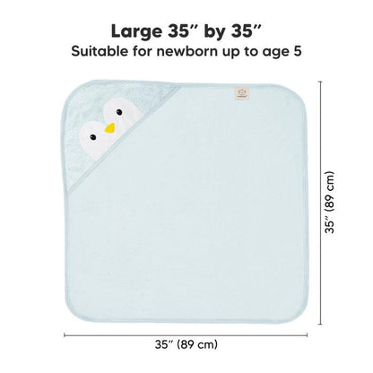 KeaBabies Cuddle Organic Bamboo Baby Hooded Towel - Penguin