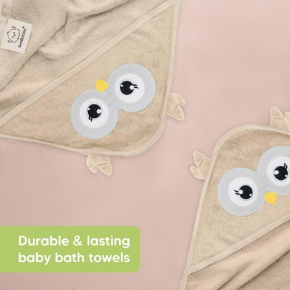 KeaBabies Cuddle Organic Bamboo Baby Hooded Towel - Owl
