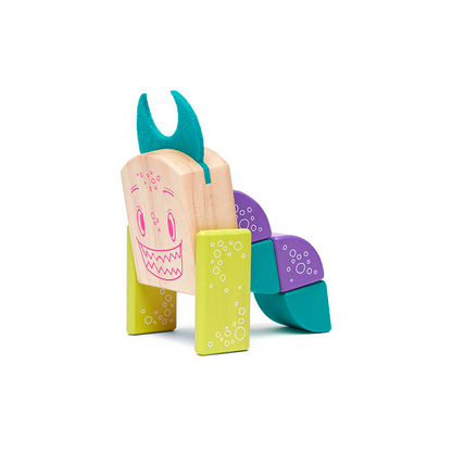 Pip - Magnetic Wooden Blocks - Sticky Monsters, 8 pieces