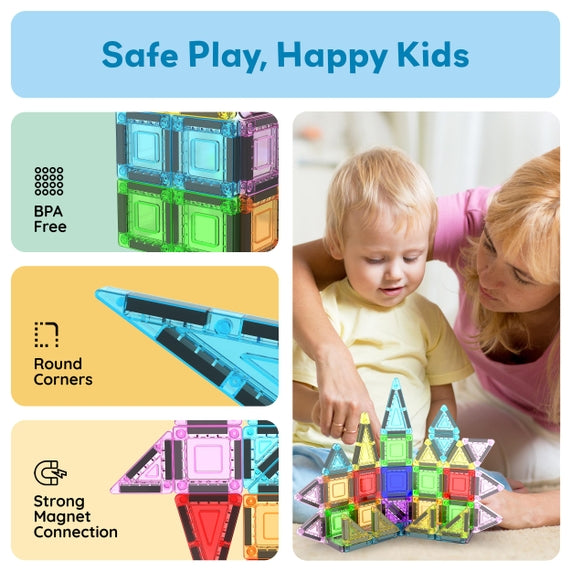 PicassoTiles 40 Piece Nano Magnetic Tiles Travel Set