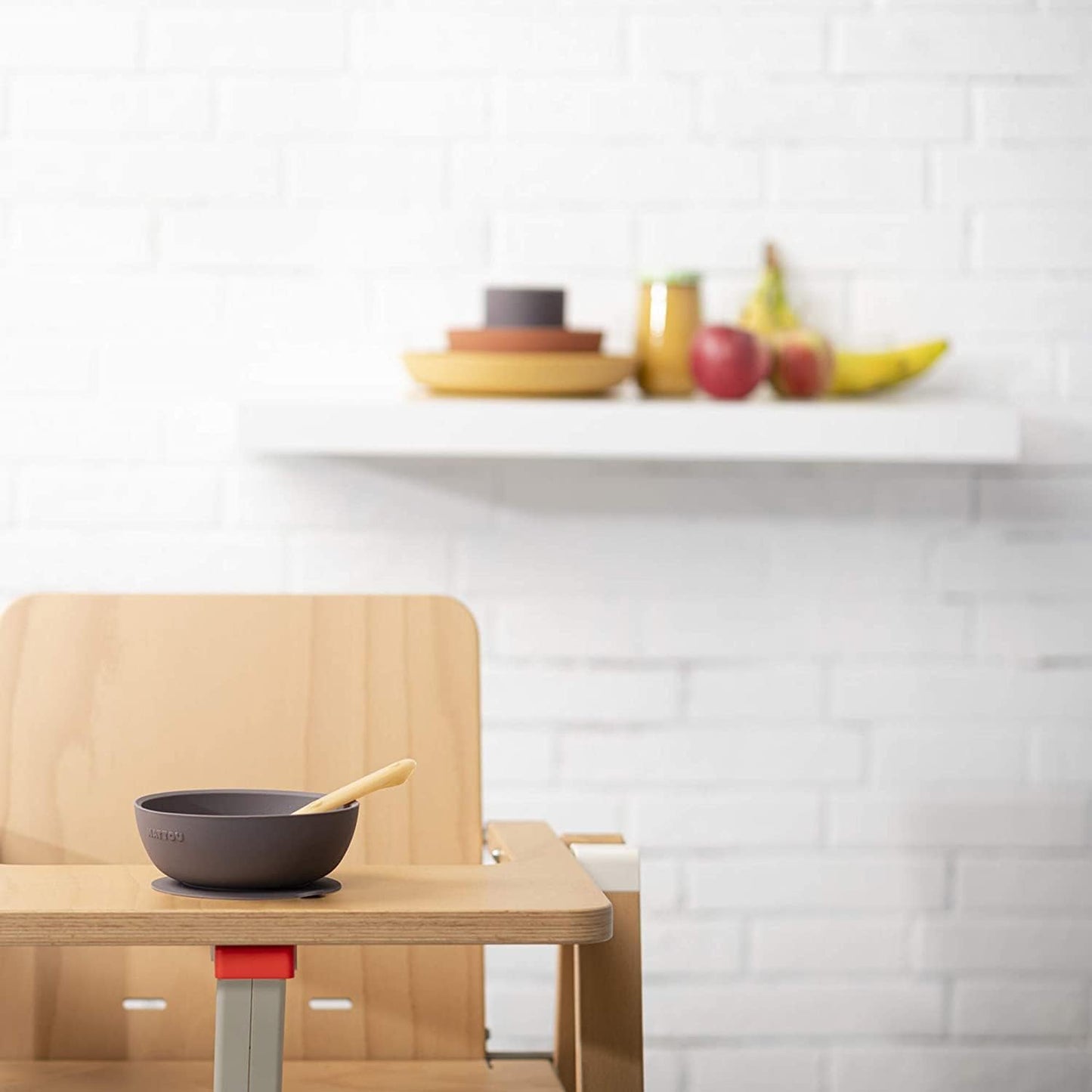 Nattou Silicone Children’s Tableware Set 4-Piece with Non-Slip Suction Plate & Bowl