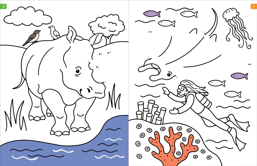 Dot-to-Dot Coloring Book - Animals
