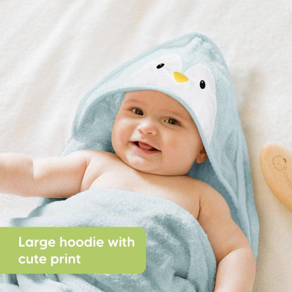 KeaBabies Cuddle Organic Bamboo Baby Hooded Towel - Penguin