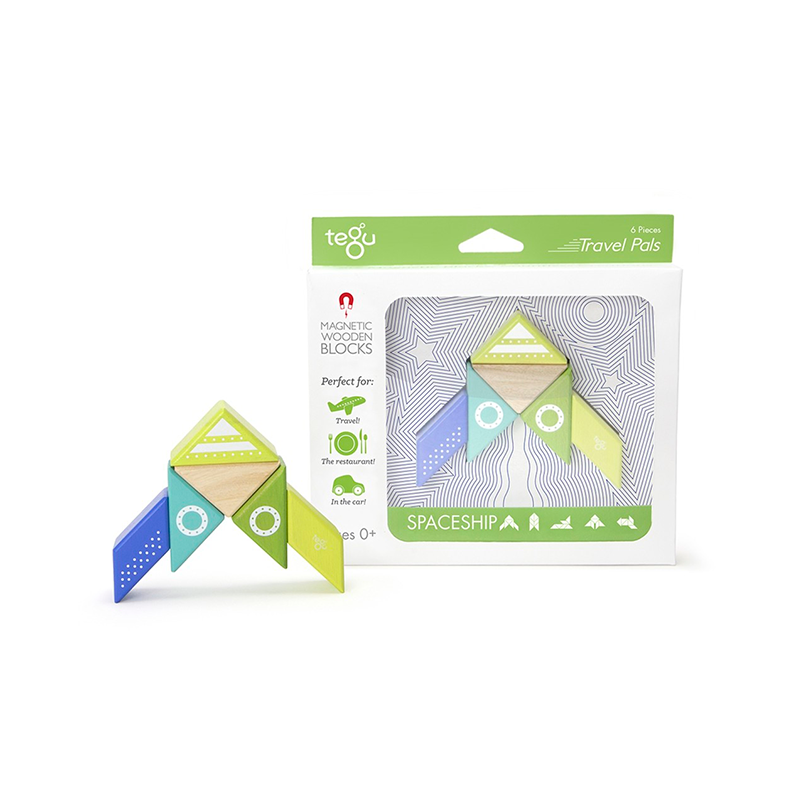 Travel Pals - Spaceship Magnetic Wooden Blocks 6 pieces