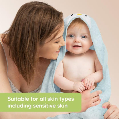 KeaBabies Cuddle Organic Bamboo Baby Hooded Towel - Penguin