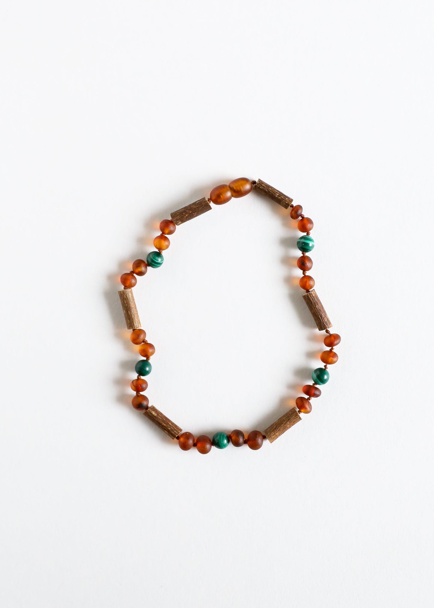 Hazelwood Raw Cognac Baltic Amber + Malachite Necklace