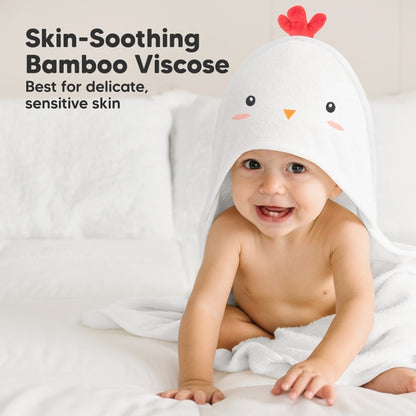 KeaBabies Cuddle Organic Bamboo Baby Hooded Towel - Rooster