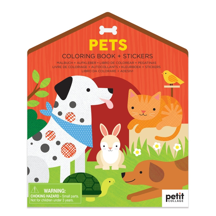 Petit Collage Coloring Book w/ Stickers - Pets