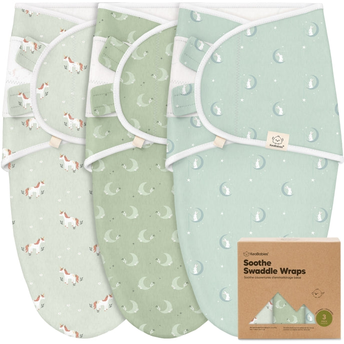 KeaBabies Soothe Baby Swaddles 0-3 Months - available in 9 colors