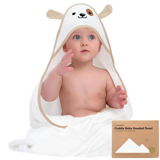 KeaBabies Cuddle Organic Bamboo Baby Hooded Towel - Dog