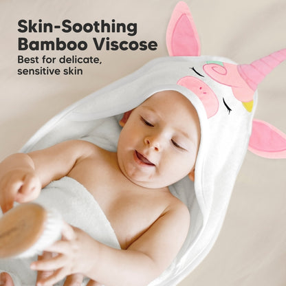 KeaBabies Cuddle Organic Bamboo Baby Hooded Towel - Unicorn