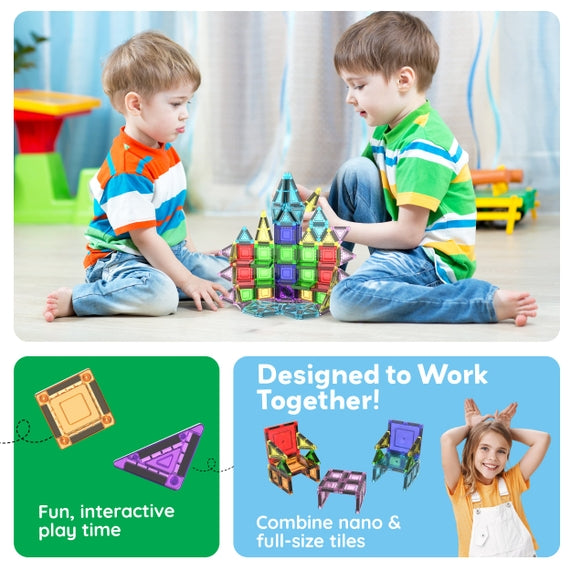 PicassoTiles 40 Piece Nano Magnetic Tiles Travel Set