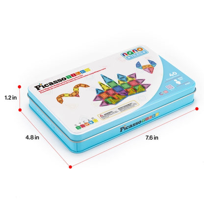 PicassoTiles 40 Piece Nano Magnetic Tiles Travel Set