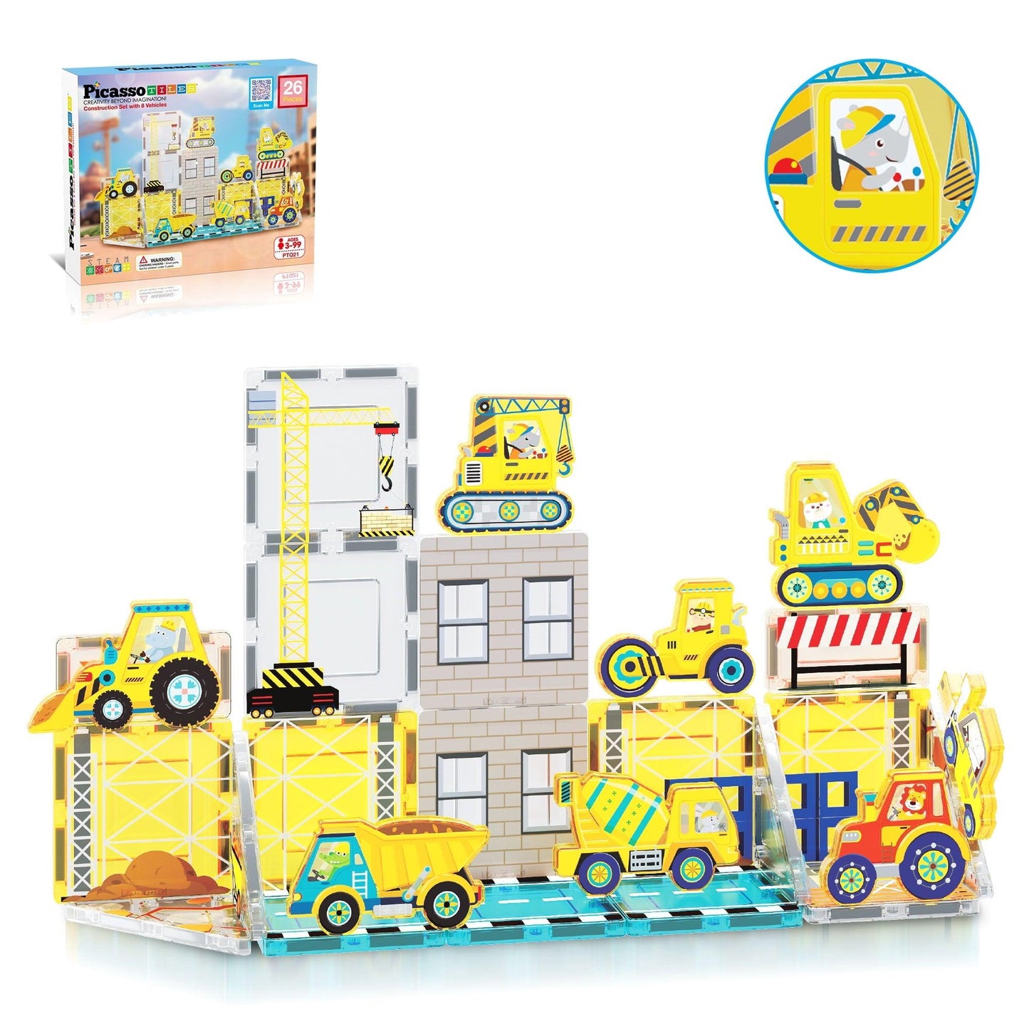 PicassoTiles - 26pc Construction Jobsite Set