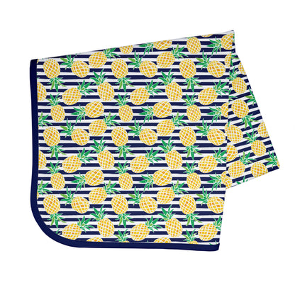 Summer Stripes - Pineapple - Splash Mat - A Waterproof Catch-All for Highchair Spills and More!