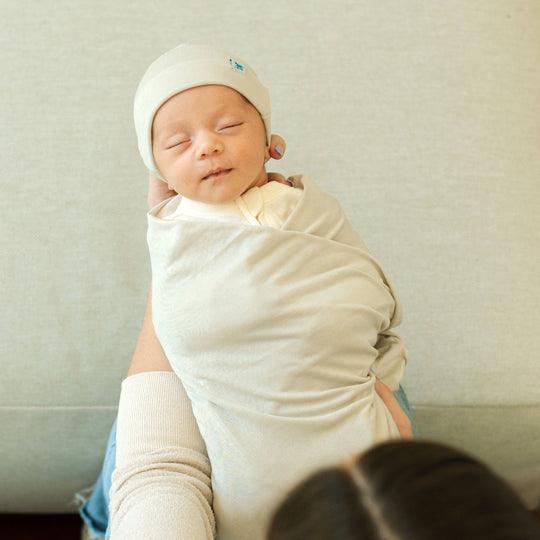 Little Unicorn Stretch Knit Swaddle Blanket Pebble ECOBUNS BABY CO