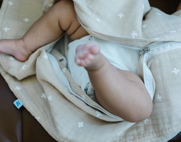 Little Unicorn Cotton Muslin Sleep Bag - Taupe Cross