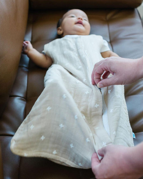 Little Unicorn Cotton Muslin Sleep Bag - Taupe Cross