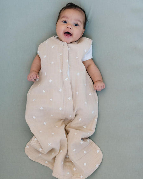 Little Unicorn Cotton Muslin Sleep Bag - Taupe Cross