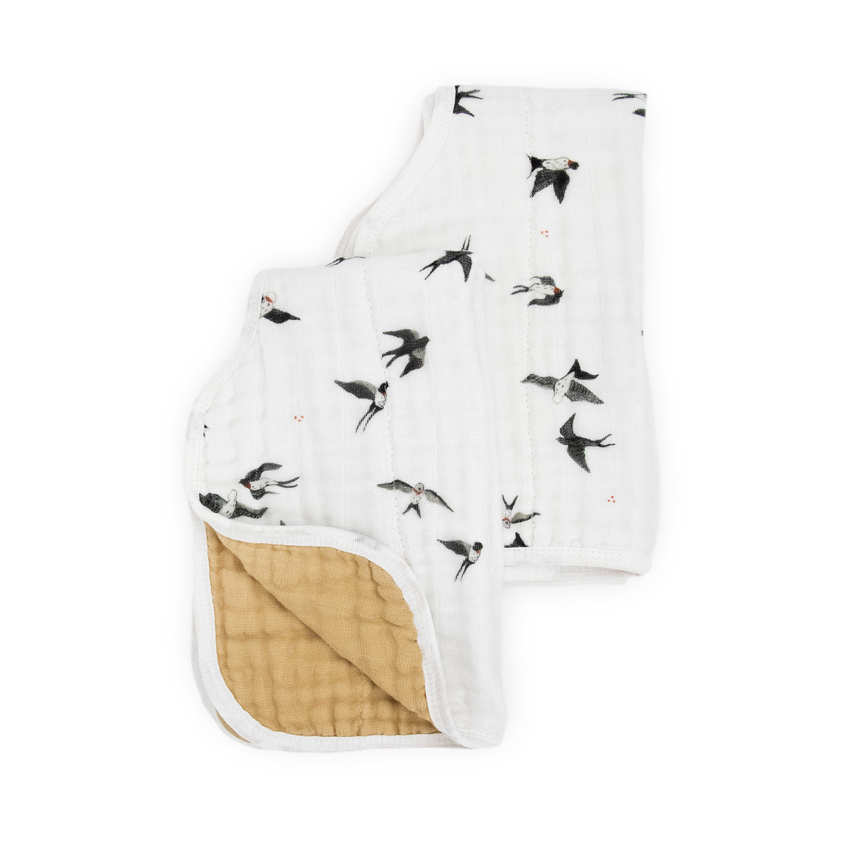 Little Unicorn Organic Cotton Muslin Burp Cloth 2pk - Swallows + Wheat
