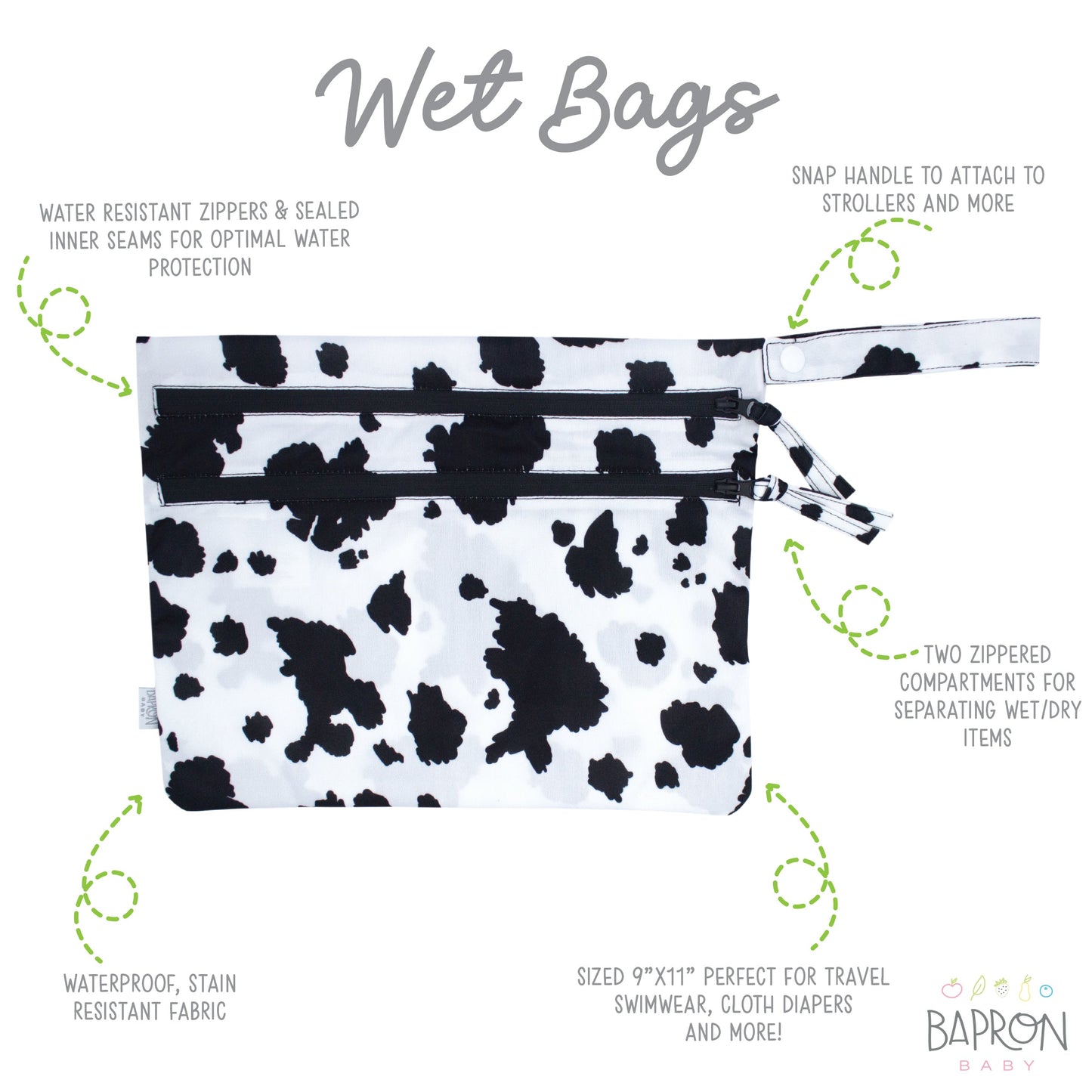 Cowhide - Waterproof Wet Bag (For mealtime, on-the-go, and more!)