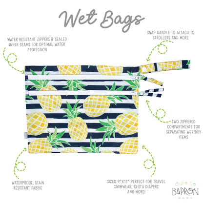 Summer Stripes - Pineapple - Waterproof Wet Bag (For mealtime, on-the-go, and more!)