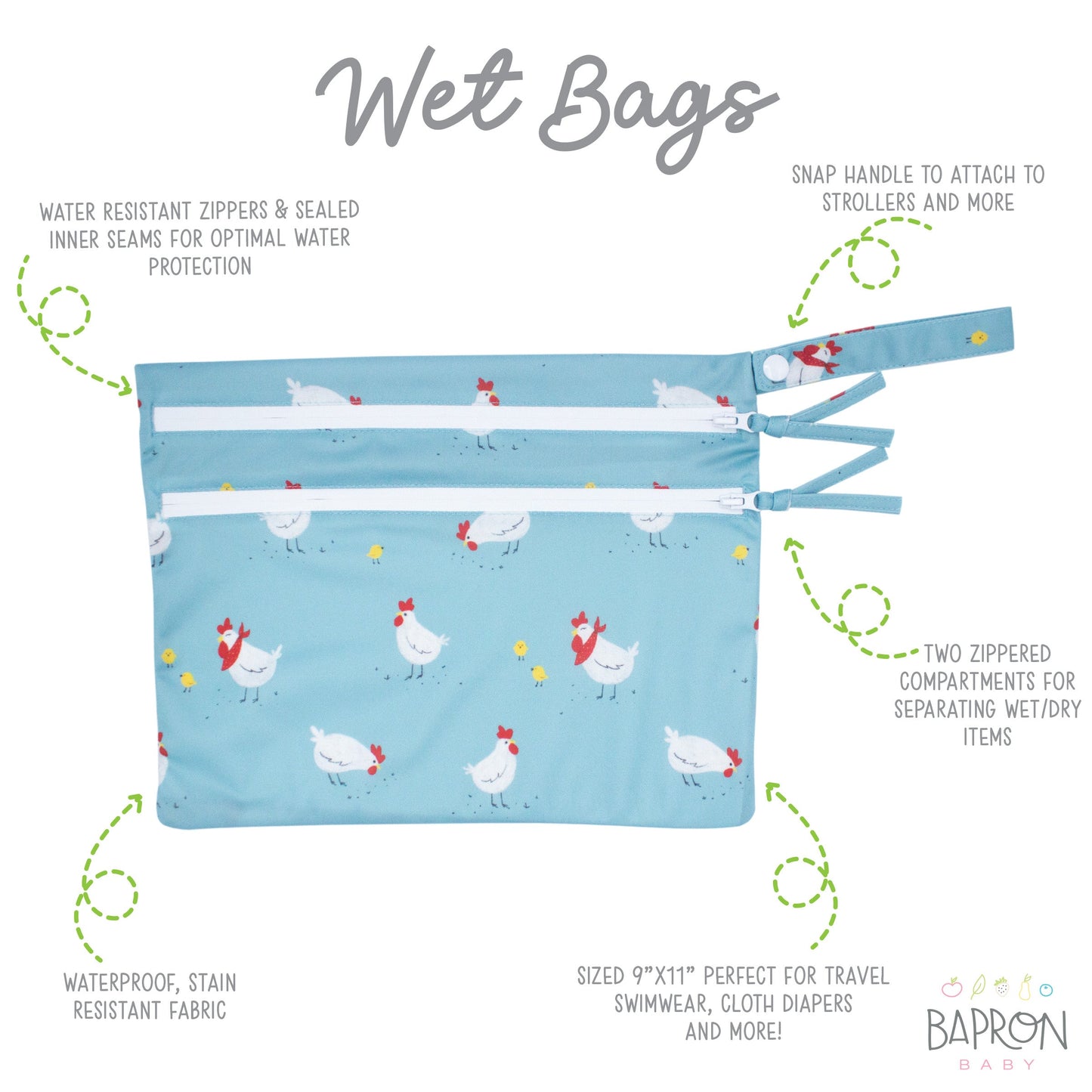 Little Chickies - Waterproof Wet Bag (For mealtime, on-the-go, and more!) SALE