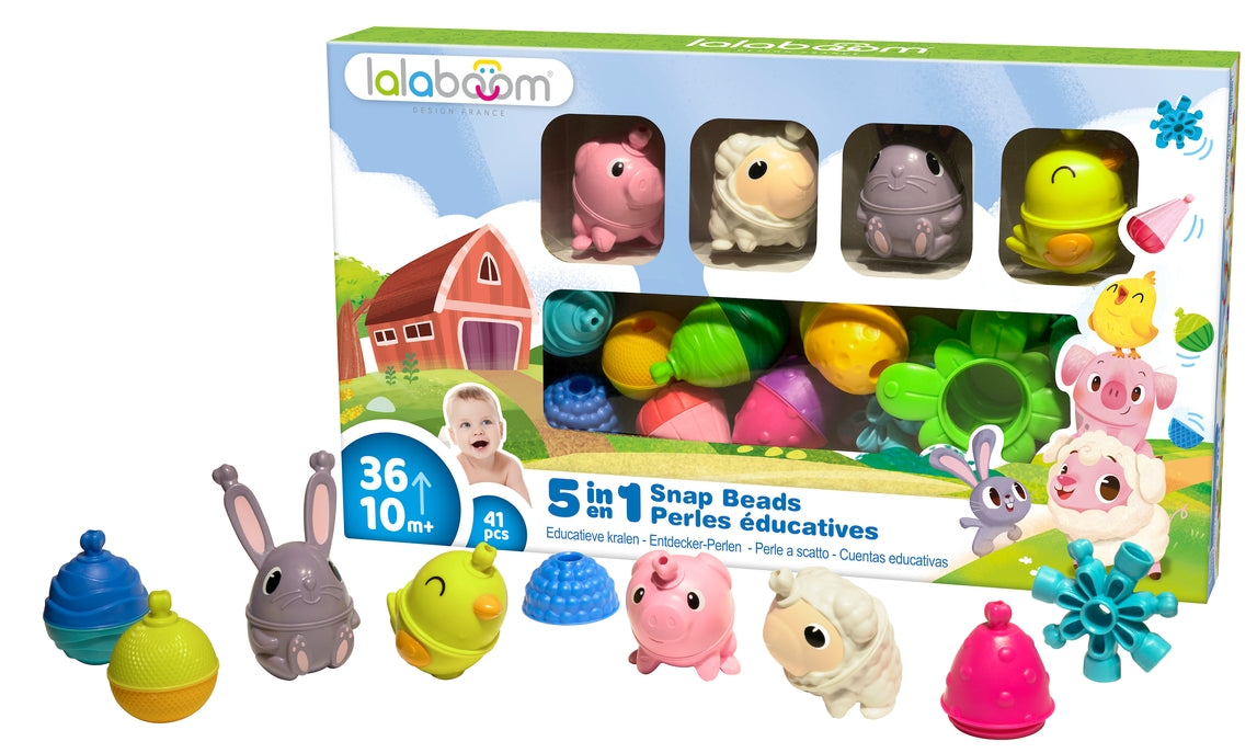 Lalaboom - Maxi Set of Educational Beads & 4 Farm Animals