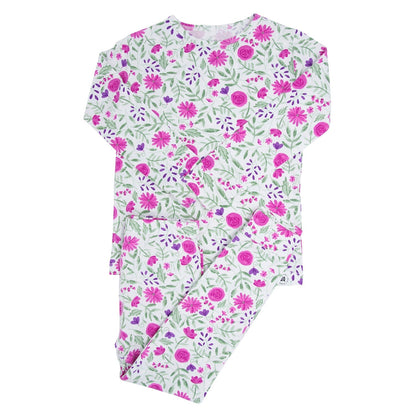 Sweet Purple Flowers Big Kid Pajama Set